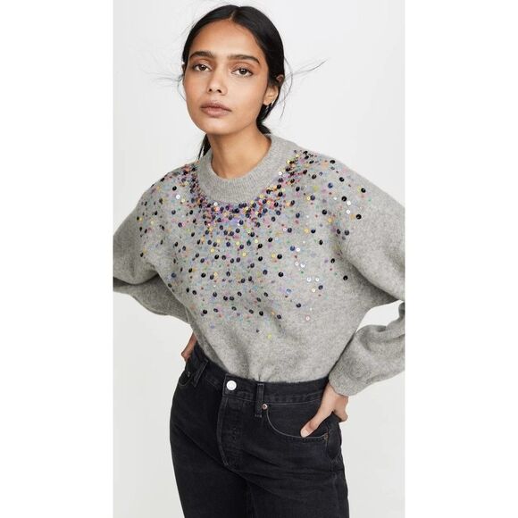 SAYLOR Multicolor Sequin Gray Sweater - Picture 1 of 5